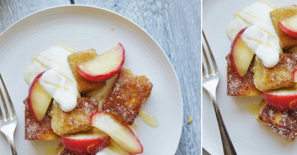 Fattiga riddare med smörfräst äpple