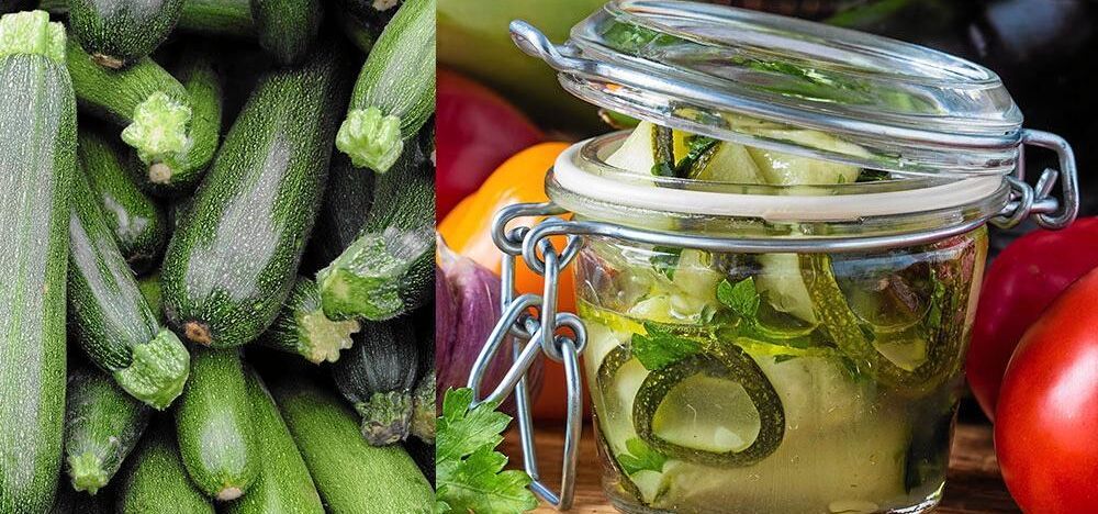 Inlagd zucchini med chili och timjan
