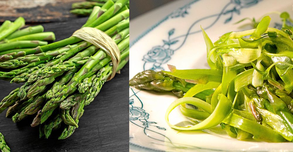 Det ser ut som grön tagliatelle men är i själva verket hyvlad sparris – supergott!