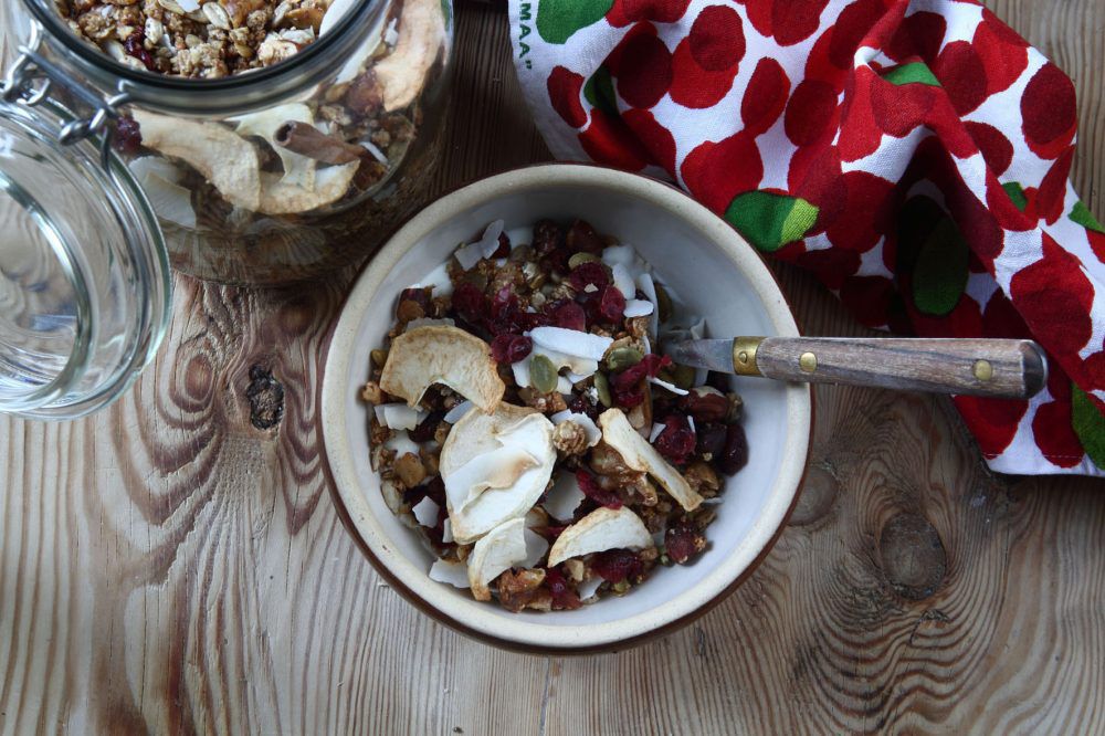Granola i skål.