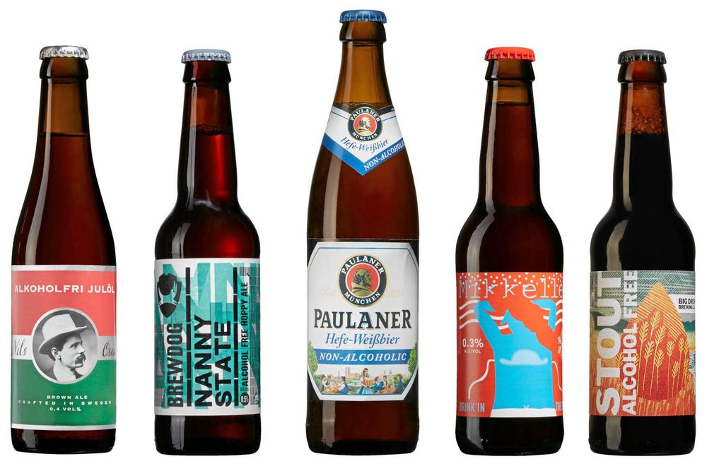 Fem alkoholfria alternativ som kan hittas på Systembolaget.
