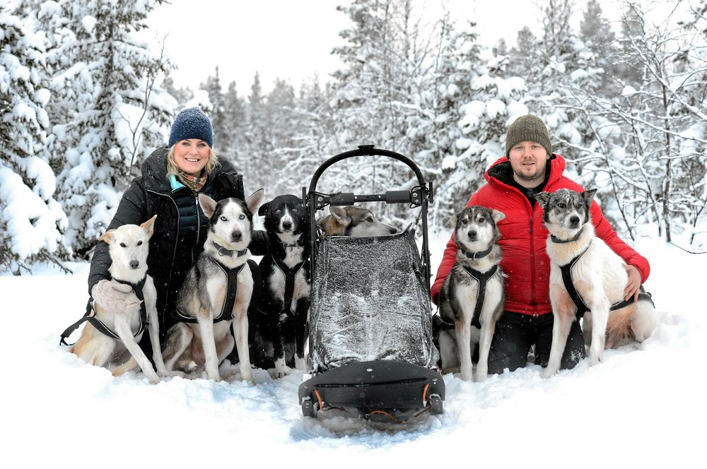 Slädhundskörning är Emelies och Andreas passion och de försöker ge sig ut så ofta de kan med sina hundar.