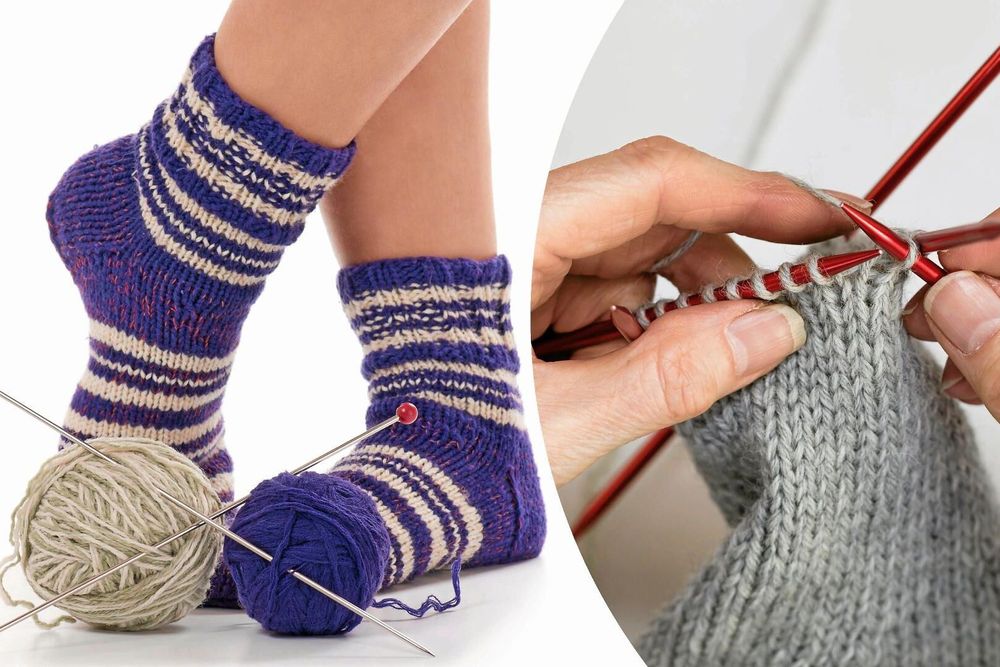 Efter sockskolans sista lektion är det bara att fortsätta sticka.