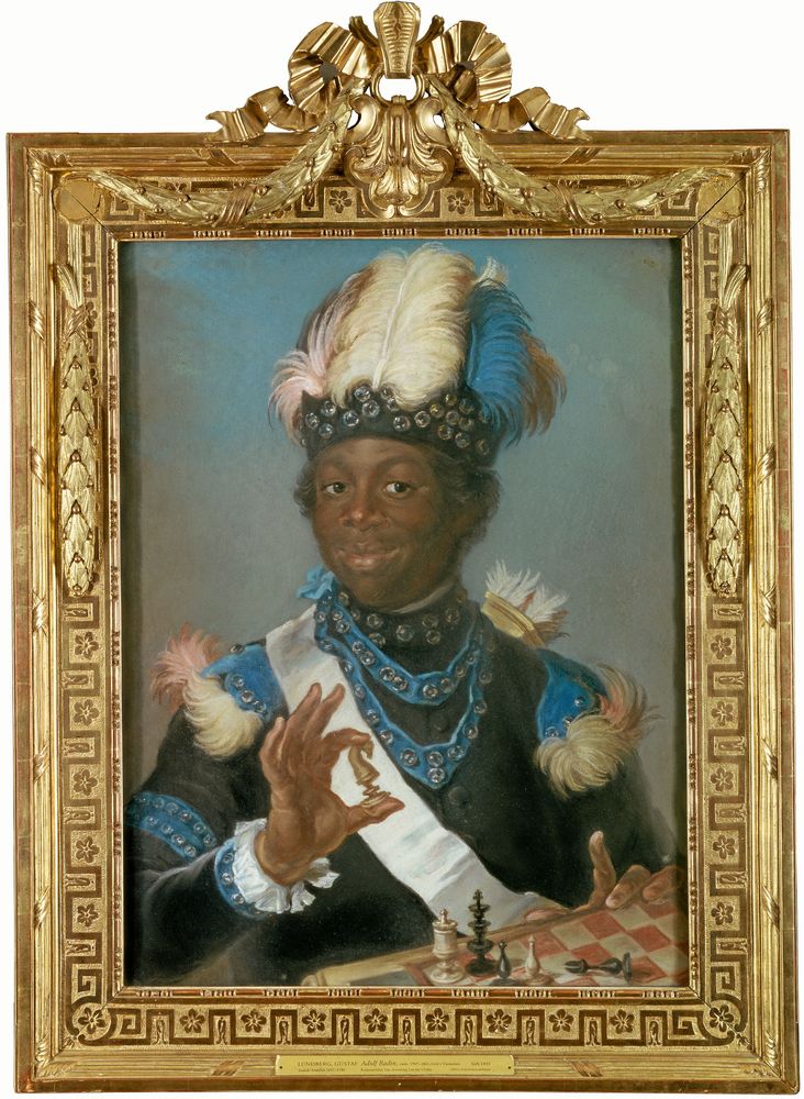 Före detta slaven Badin porträtterad av hovmålaren Gustaf Lundberg 1775.